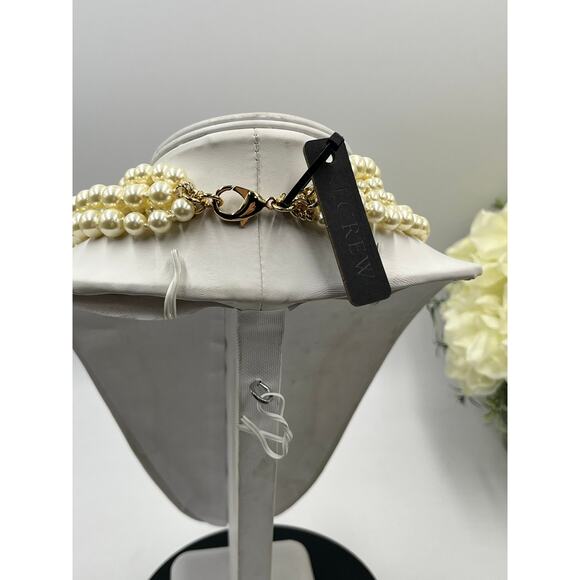 J. Crew Vintage Signed Five Multi-strand Off White Cream Faux Pearl Necklace New - Picture 5 of 7